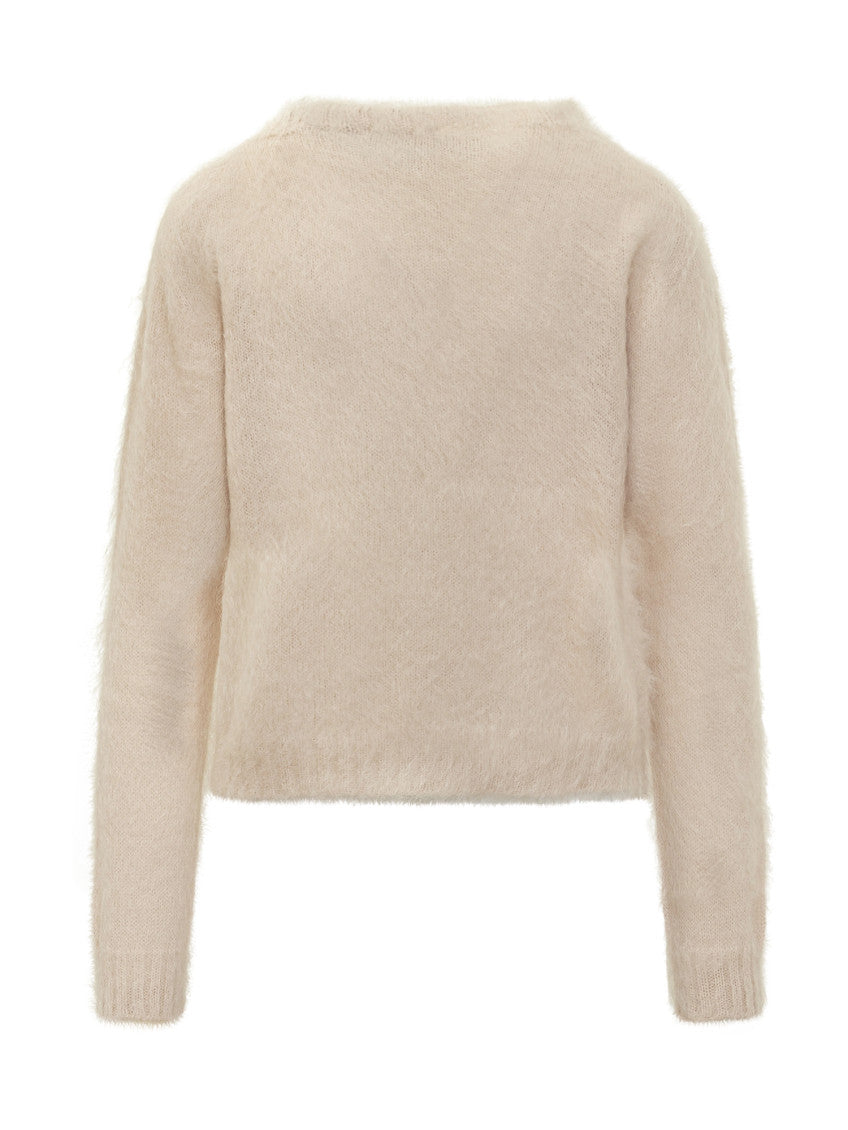 Beige Knitted Crew Neck Sweater 2