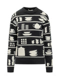 Black Graphic Crew Neck Sweater 1