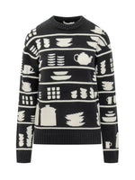 Black Graphic Crew Neck Sweater 1