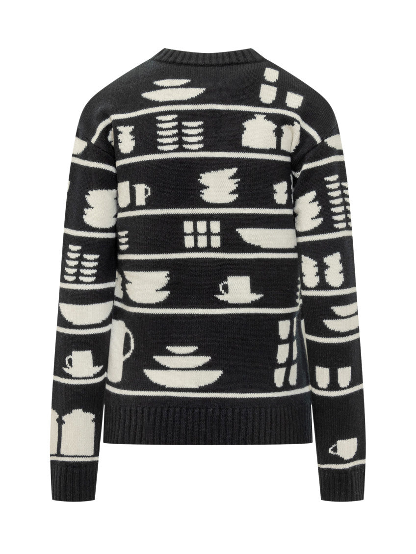 Black Graphic Crew Neck Sweater 2