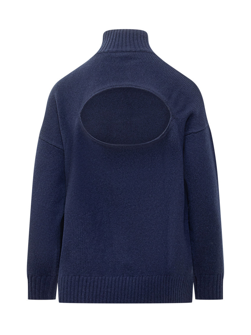 Blue Solid Turtle Neck Sweater 2