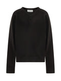 Black Solid V Neck Sweater 1