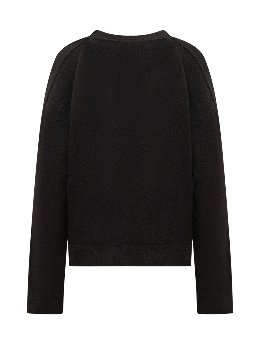 Black Solid V Neck Sweater 2