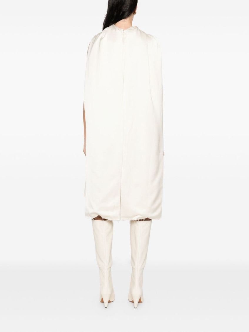 Beige Raw-edge Silk Dress 5