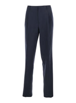 Navy Blue Pleated Wool Trousers 1