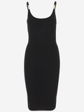 Black Jacquard V-textured Knit Dress 1