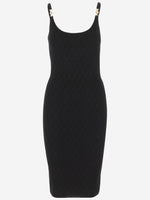 Black Jacquard V-textured Knit Dress 1