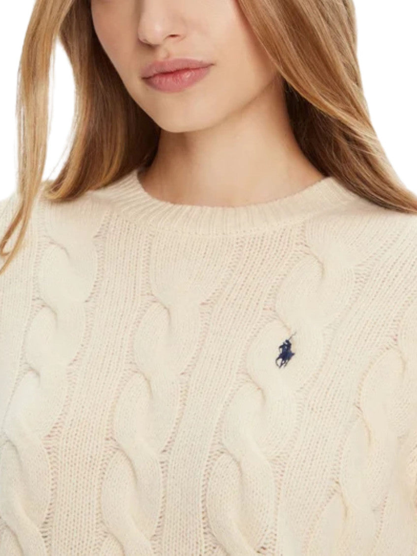 White Knitted Crew Neck Sweater 3