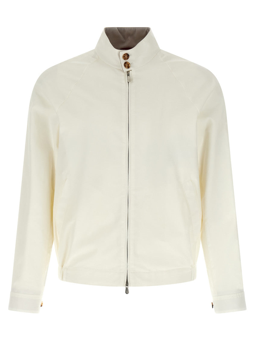 White Solid Mock Collar Jacket 1