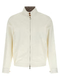 White Solid Mock Collar Jacket 1