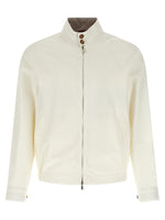 White Solid Mock Collar Jacket 1
