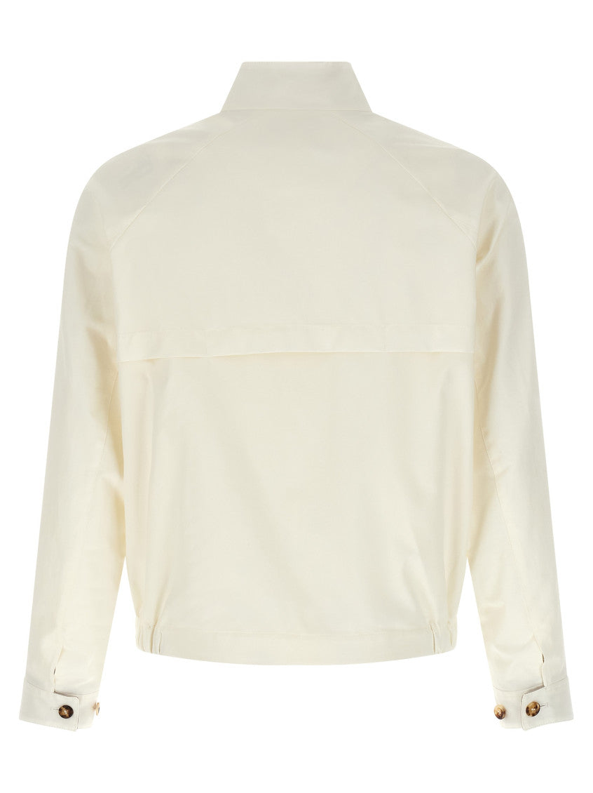 White Solid Mock Collar Jacket 2