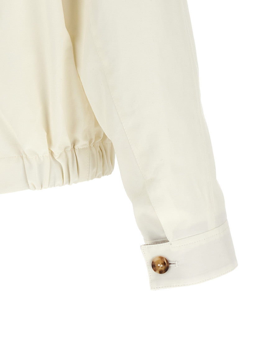 White Solid Mock Collar Jacket 4