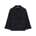 Black Notched Lapel Trench Coat 1