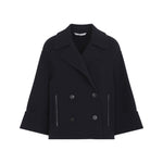 Black Notched Lapel Trench Coat 1