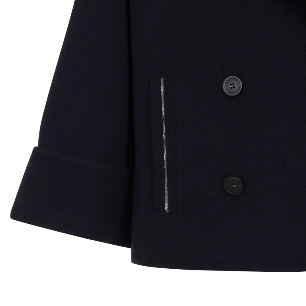 Black Notched Lapel Trench Coat 3