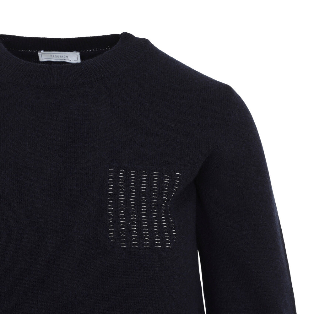 Navy Blue Logo Crew Neck Sweater 3