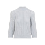 Light Blue Knitted Mock Collar Sweater 1
