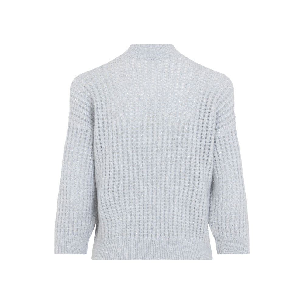 Light Blue Knitted Mock Collar Sweater 2