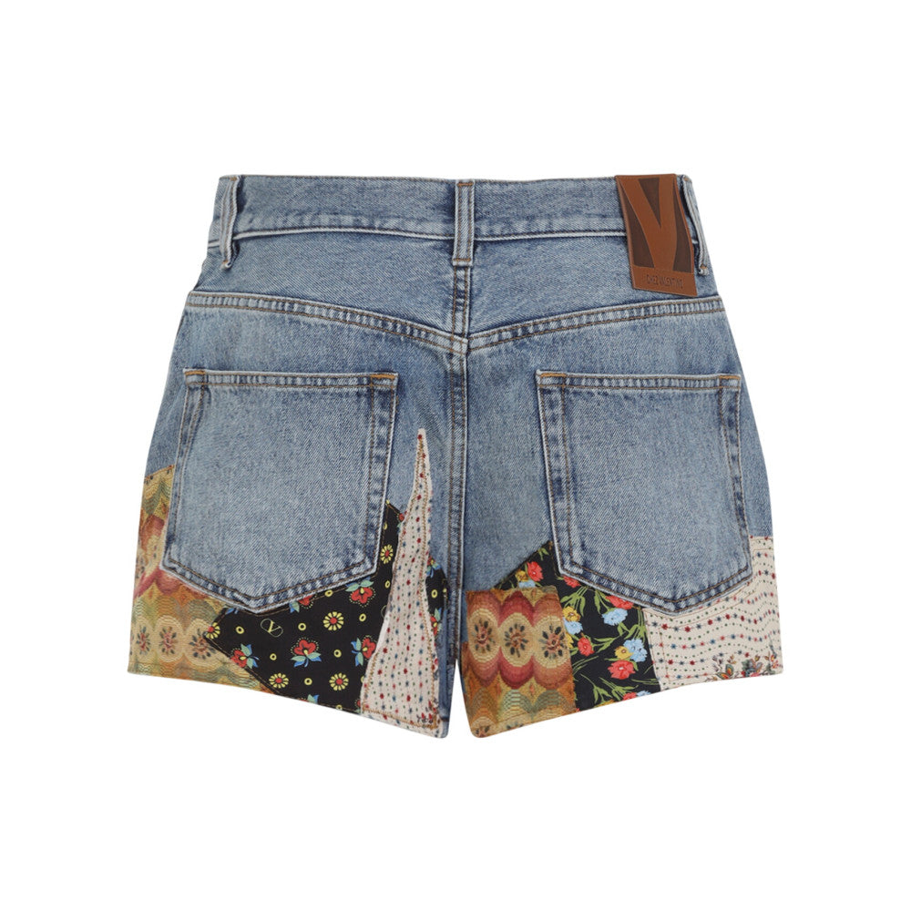 Blue Patchwork Shorts 2