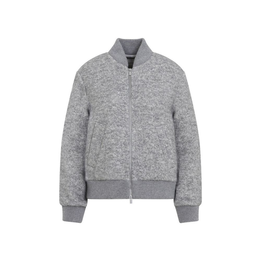 Grey Textured Mock Collar Jacket 1
