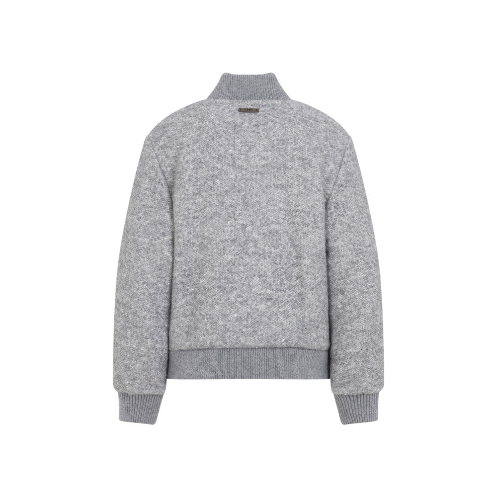 Grey Textured Mock Collar Jacket 2