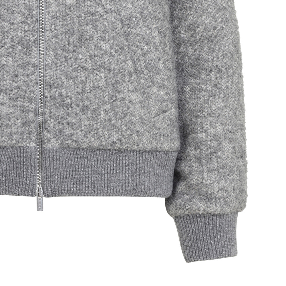 Grey Textured Mock Collar Jacket 3