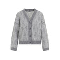 Grey Knitted V Neck Cardigan 1