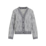 Grey Knitted V Neck Cardigan 1