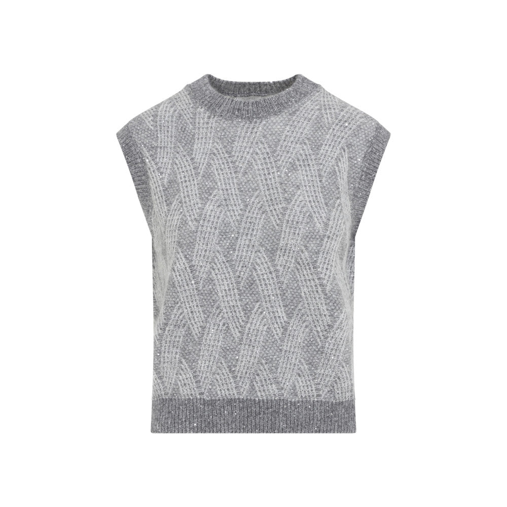 Grey Knitted Mock Collar Sweater 1