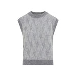 Grey Knitted Mock Collar Sweater 1