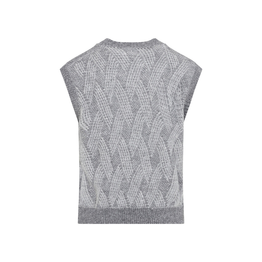 Grey Knitted Mock Collar Sweater 2