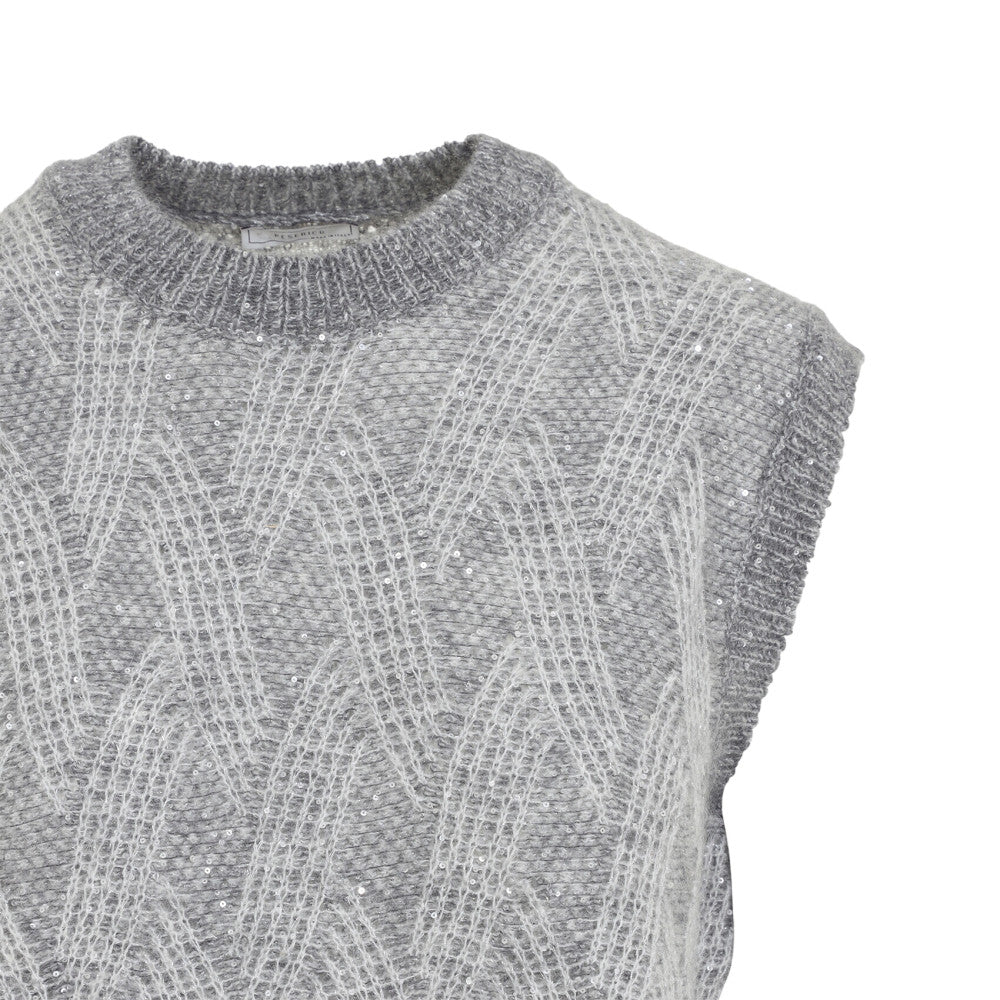 Grey Knitted Mock Collar Sweater 3