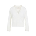White Knitted V Neck Cardigan 1
