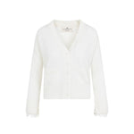 White Knitted V Neck Cardigan 1