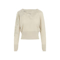 Cream Embellished Boat Neck Sweater 1