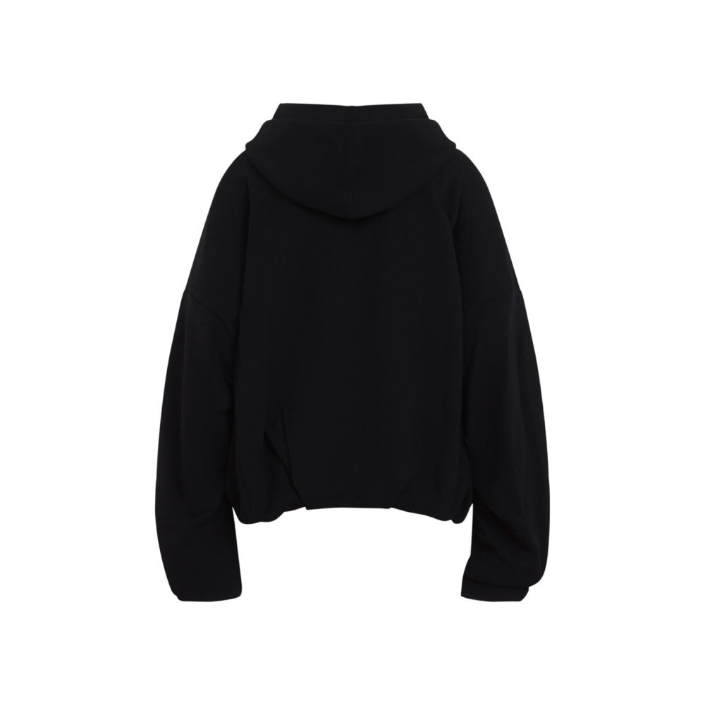 Black Solid Hood Sweatshirt 2