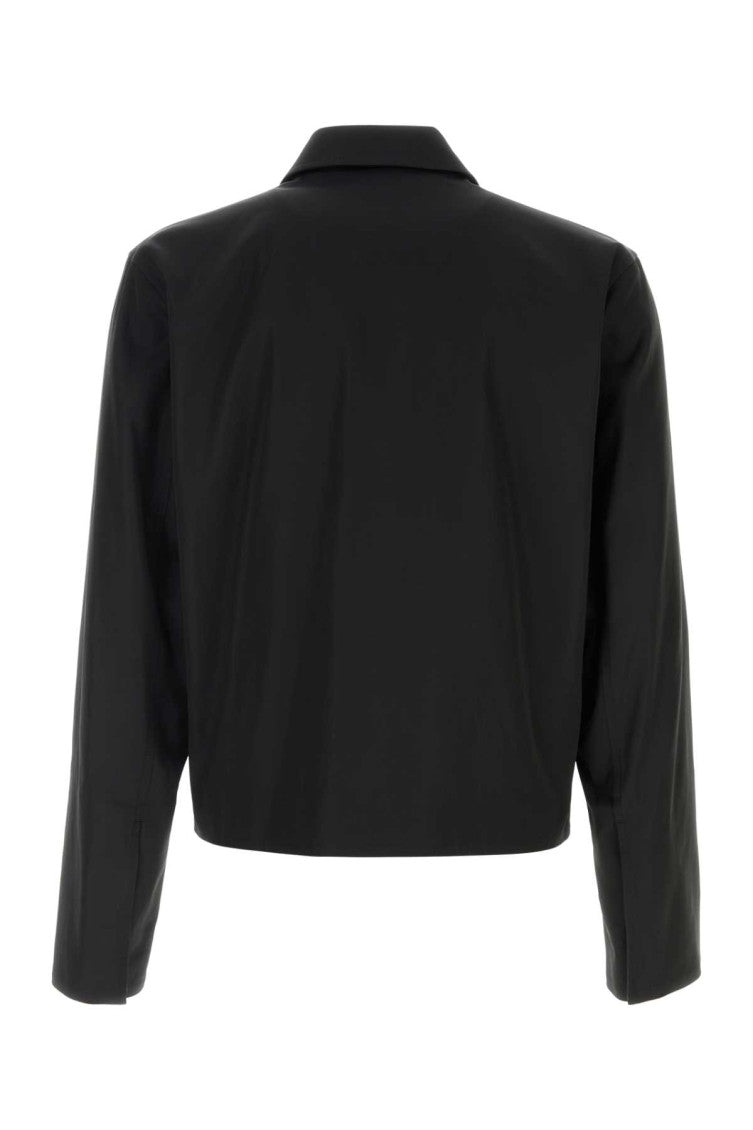 Black Shirt Collar Zip Up Jacket 2