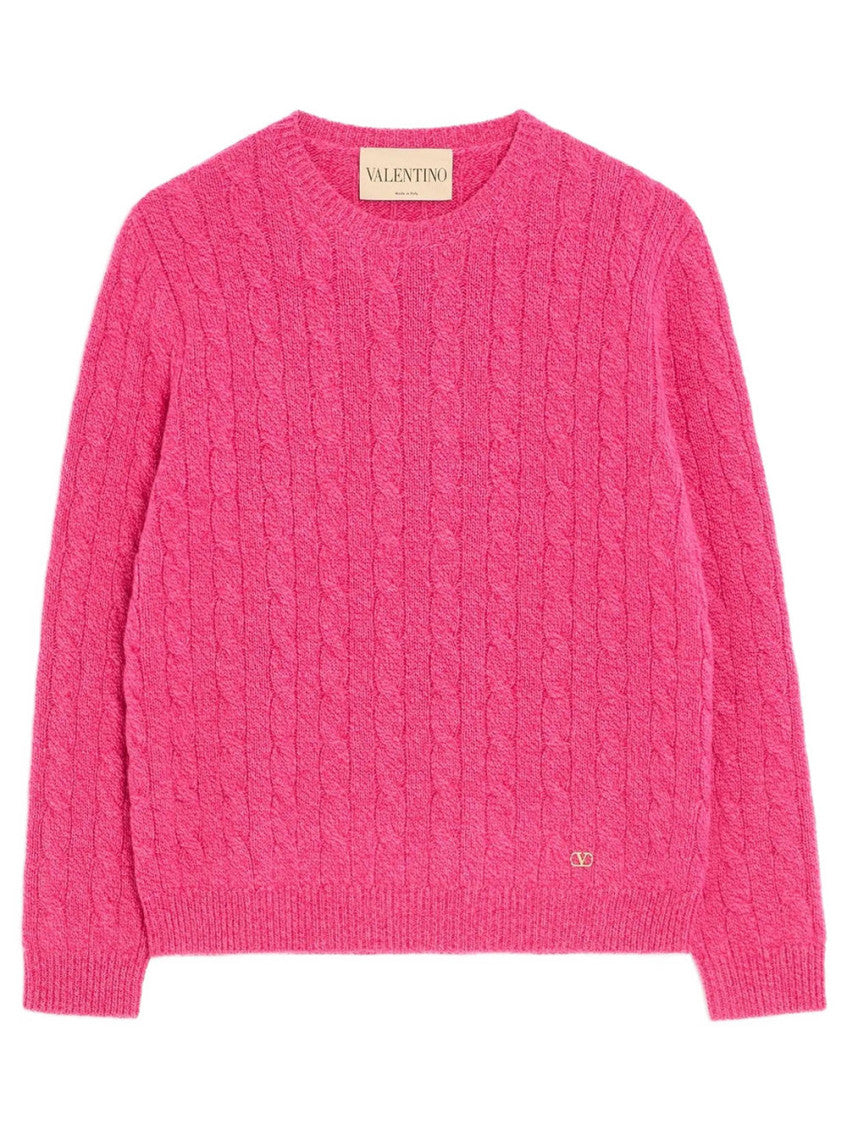 Pink Knitted Crew Neck Sweater 1