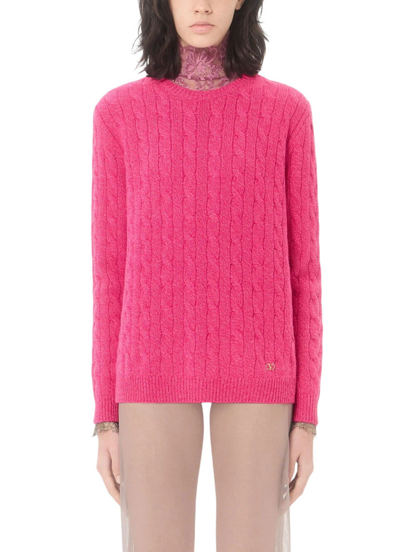 Pink Knitted Crew Neck Sweater 2