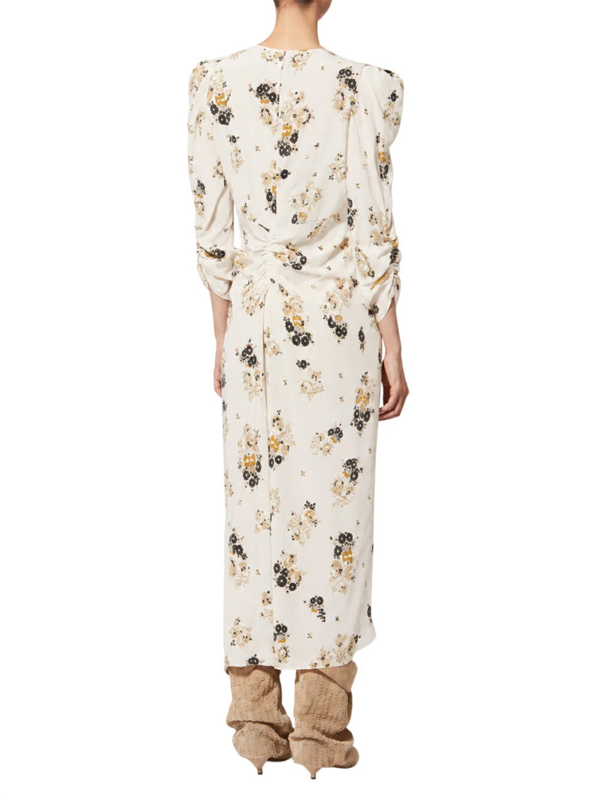 Off White Floral V Neck Midi Dress 3