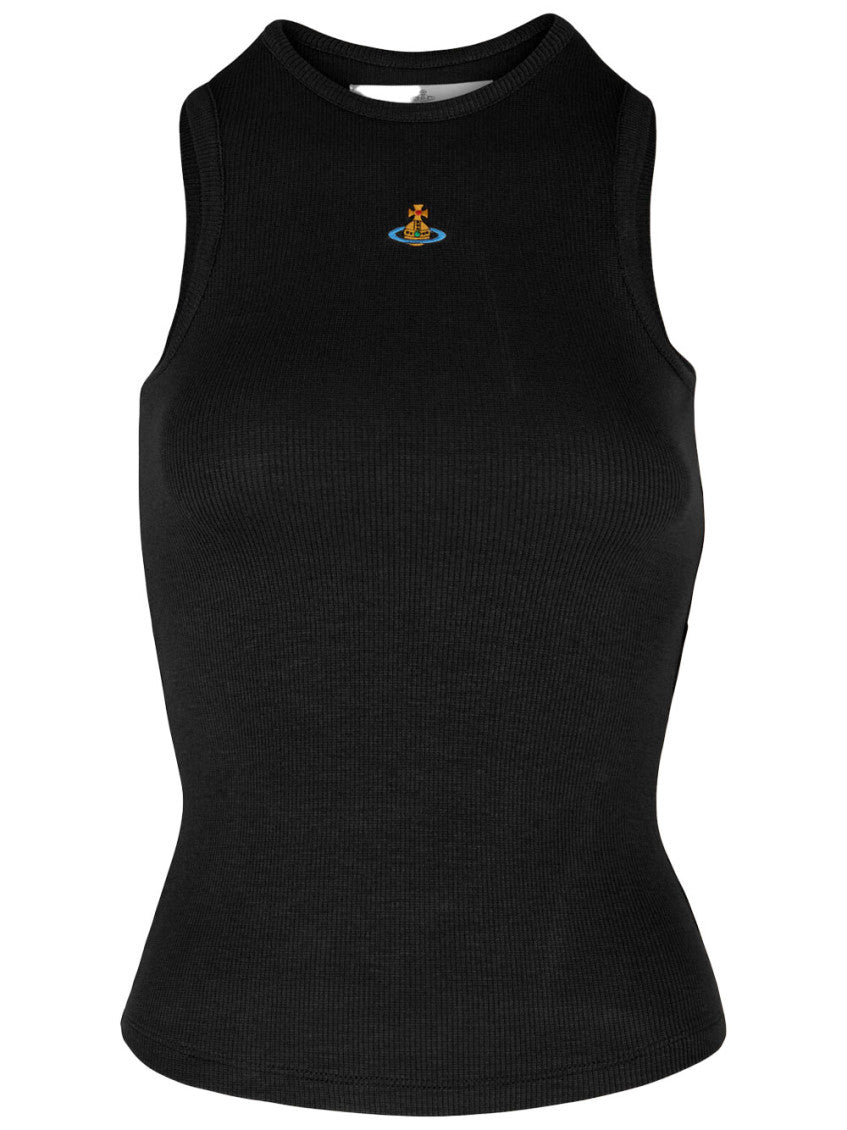 Black Logo Round Neck Top 1