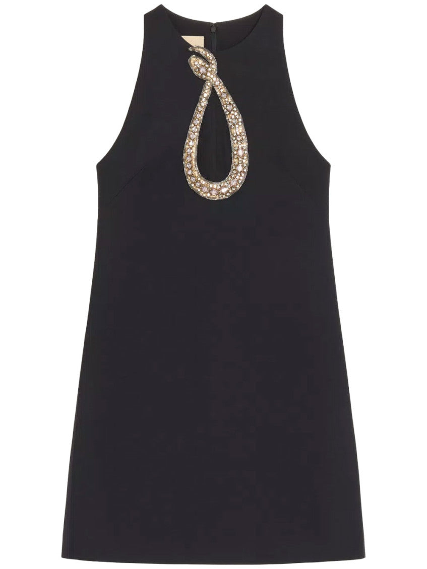 Black Embellished Round Neck Mini Dress 1