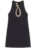 Black Embellished Round Neck Mini Dress 1