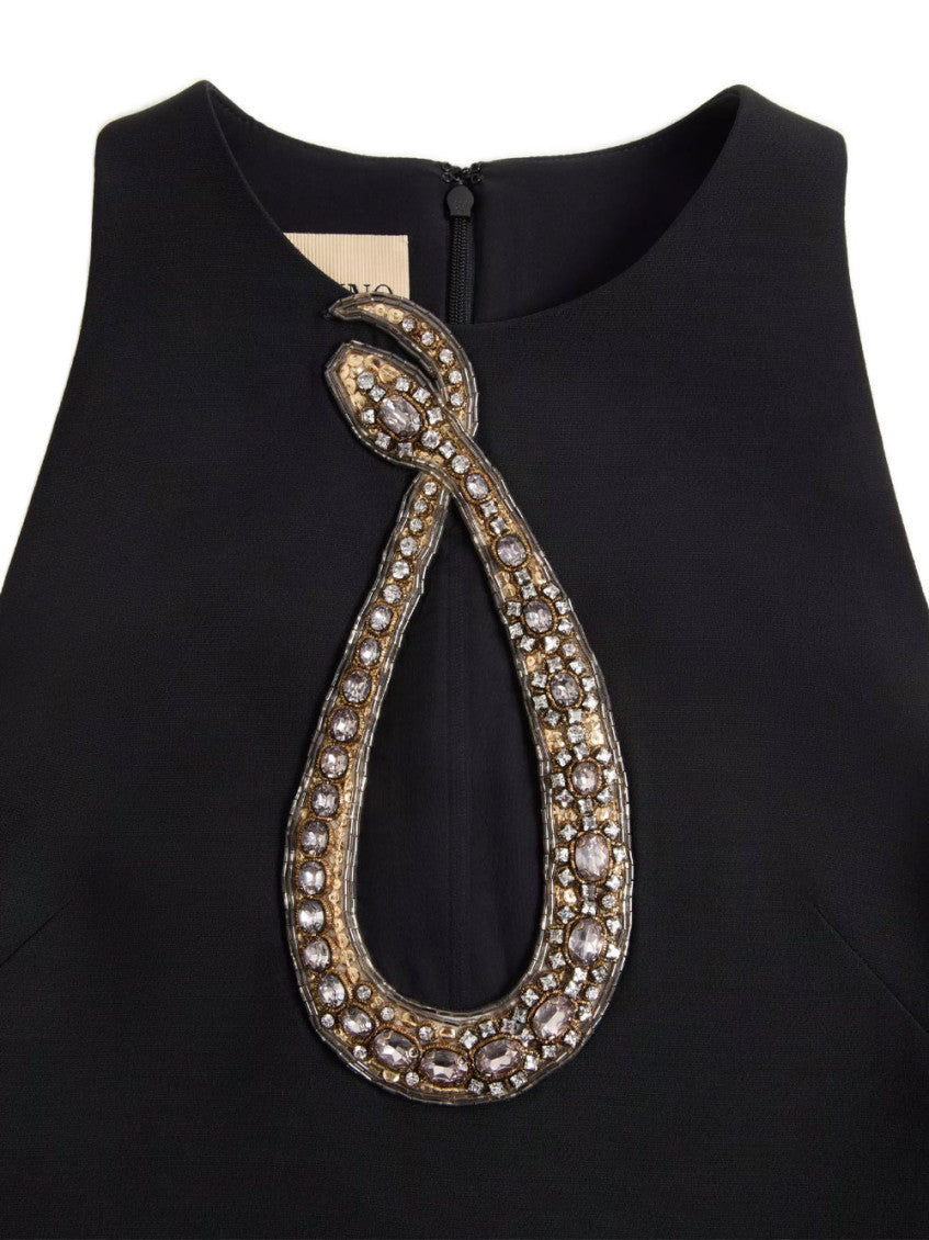 Black Embellished Round Neck Mini Dress 4