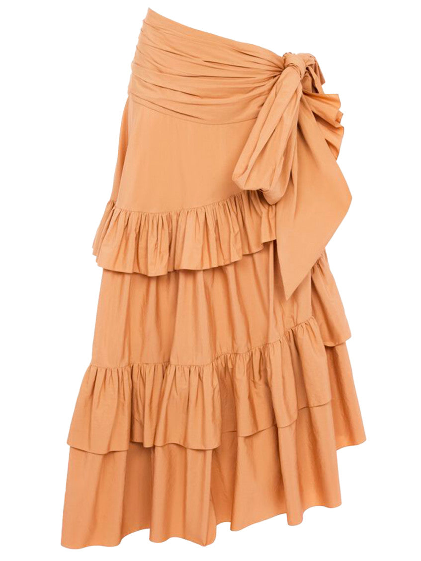Beige Flared Midi Skirt 1