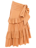 Beige Flared Midi Skirt 1