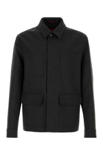 Dark Grey Shirt Collar Jacket 1