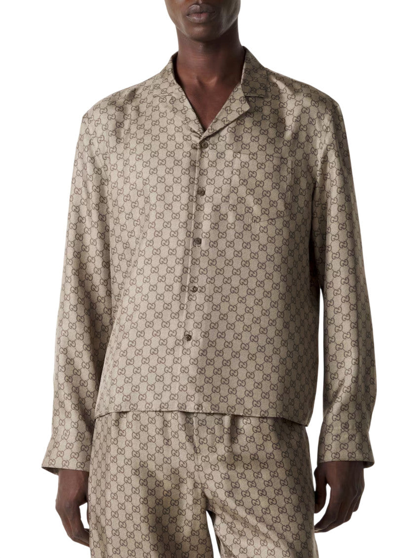 Beige Regular Jacquard Shirt 2