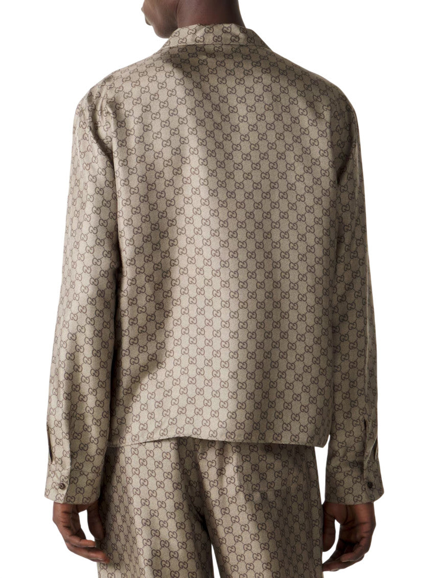 Beige Regular Jacquard Shirt 3